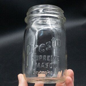 Vintage Presto Supreme Mason Jar Pint Canning Jar Duraglass Regular Mouth